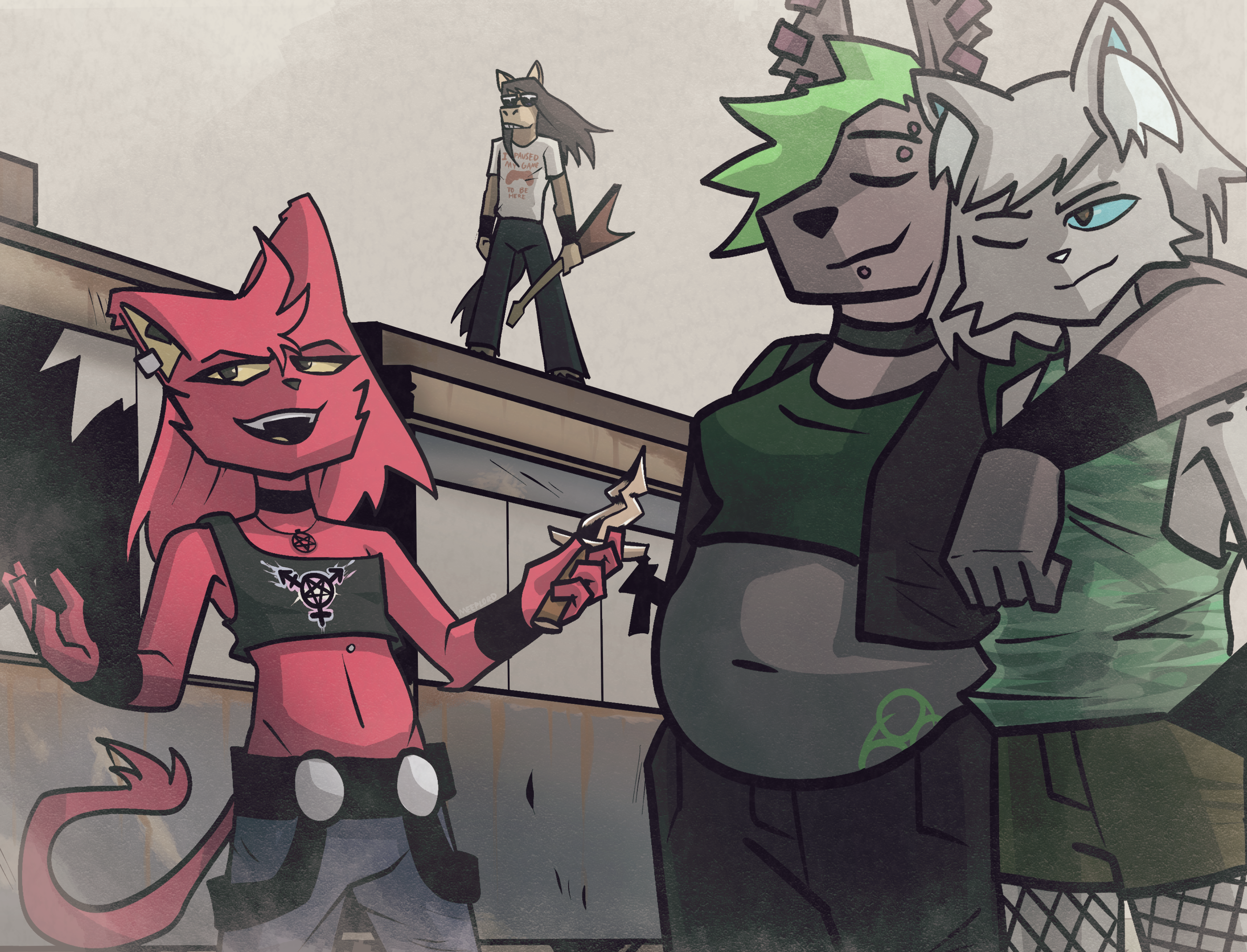 The band at an abandoned train